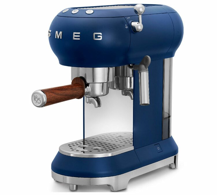 Smeg Siebträgermaschine Blau + Smeg -Kaffeemühle von 1895 Lavazza