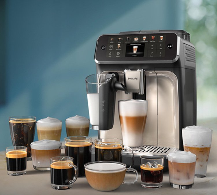 Philips Kaffeevollautomat SilentBrew Serie 5500 EP5547/90 LatteGo Schwarz verchromt
