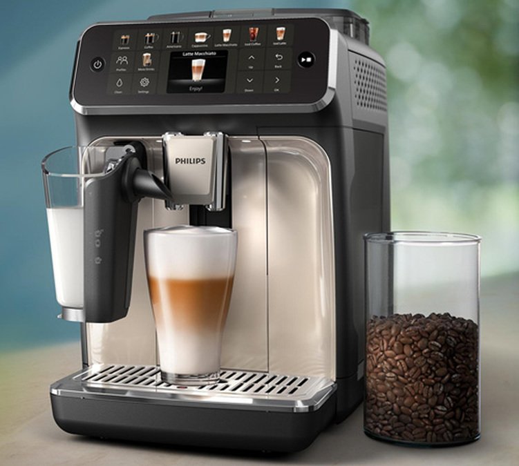 Philips Kaffeevollautomat SilentBrew Serie 5500 EP5547/90 LatteGo Schwarz verchromt