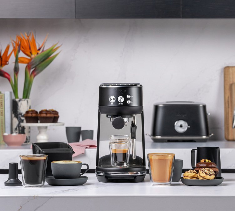 Siebträgermaschine Sage The Bambino Black Truffle+ Kaffeemühle Baratza Encore ESP schwarz