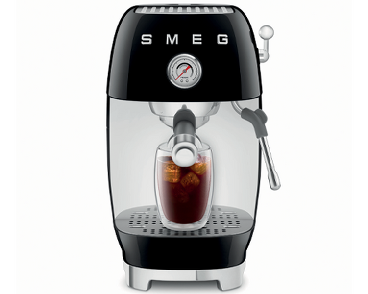 Smeg - Siebträgermaschine ECF03BLEU - Schwarz mit Cold Brew-Funktion
