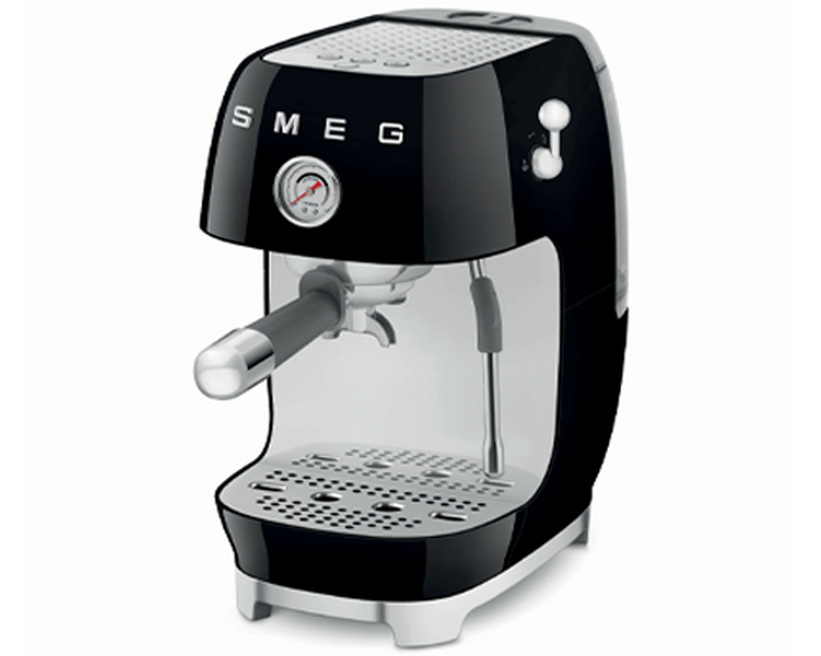 Smeg - Siebträgermaschine ECF03BLEU - Schwarz mit Cold Brew-Funktion